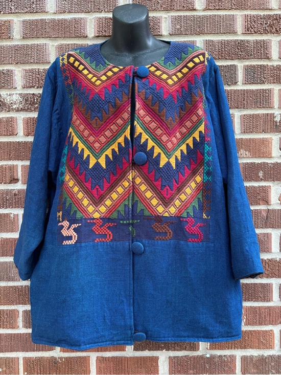 Guatemaya Jackets & Blazers - Guatemaya Women’s XL Woven Cotton Handmade Boho lined Pockets Jacket Seahorse